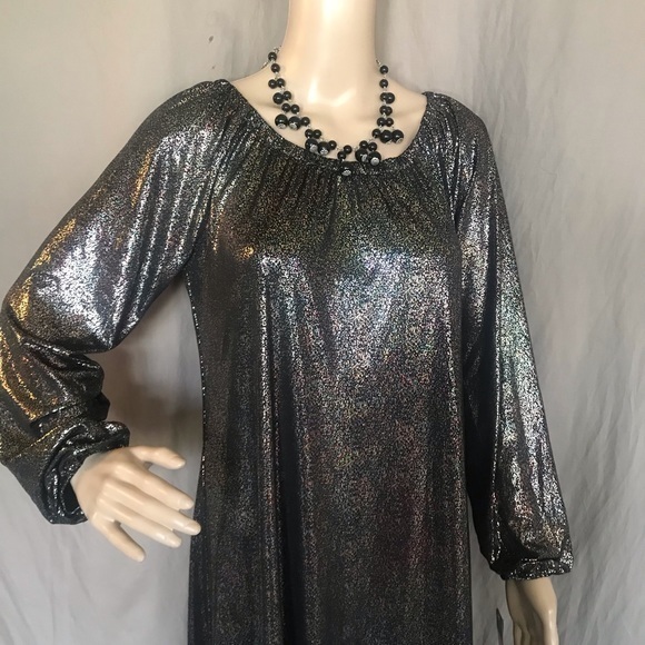 LuLaroe Eve Black Iridescent Dress Size Small long sleeves - Picture 11 of 16